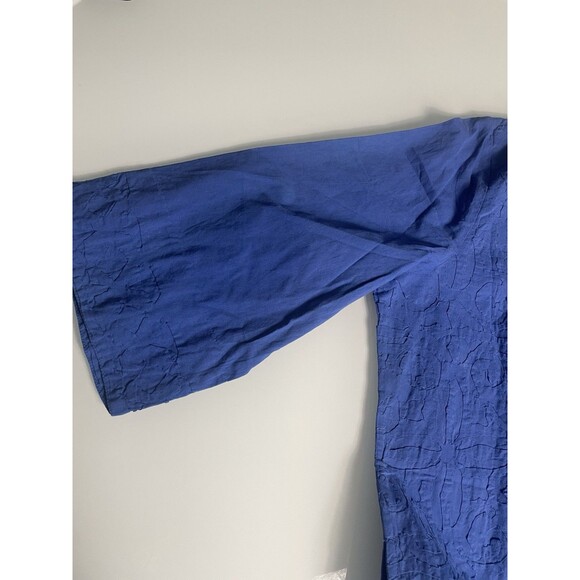 New Soft Surroundings Blue Embossed Cotton Maxi Dress Caftan Size Petite Large - Picture 8 of 13